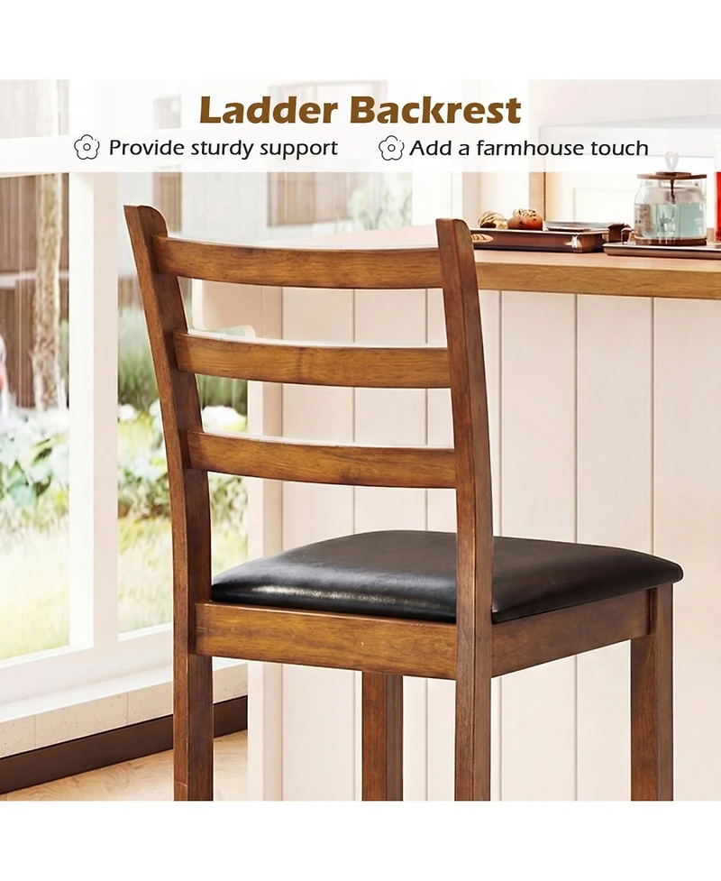 Slickblue Set of 2 Ladder Back Bar Stools for Kitchen Island Counter Seating