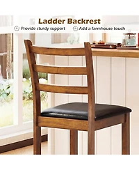 Slickblue Set of 2 Ladder Back Bar Stools for Kitchen Island Counter Seating