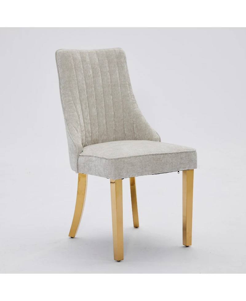 Clihome Rayon Cloth Flocking Chenille Dining Chairs Channel Kitchen Dinner Chair Comfy Fabric Upholstered