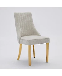 Clihome Rayon Cloth Flocking Chenille Dining Chairs Channel Kitchen Dinner Chair Comfy Fabric Upholstered