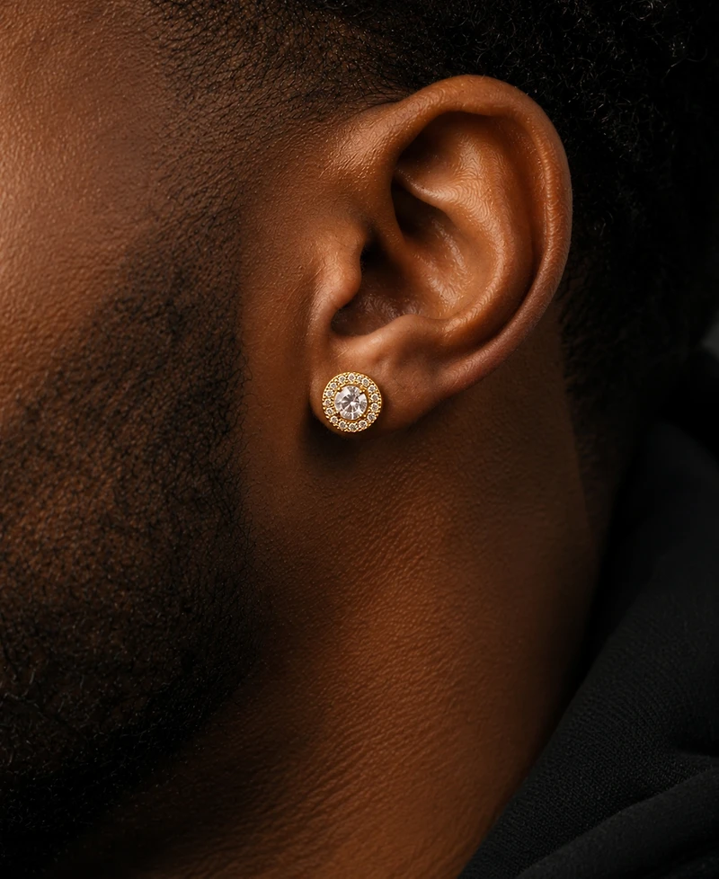 Rhona Sutton Men's Cubic Zirconia Iced Stud Earrings