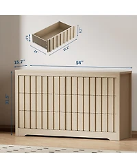 homfan Mid-Century Modern 6 Drawer Dresser for Bedroom - Spacious Wooden Chest - Large Clothes Storage Cabinet