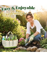 Xdovet Gardening Tool Set 9-Piece Heavy Duty Rust-Resistant Tote Bag Gift Women Beginner