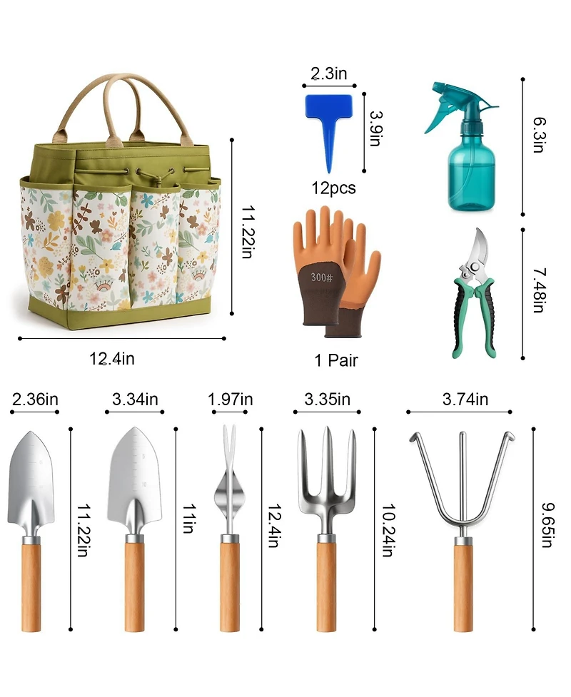 Xdovet Gardening Tools Set Heavy Duty Tote Bag Rust-proof Non-slip Gift