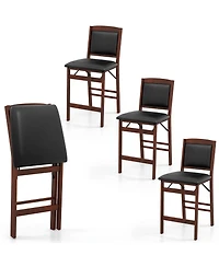 Gymax Set of 4 Counter Height Chairs with Rubber Wood Legs Padded Seat and Backrest