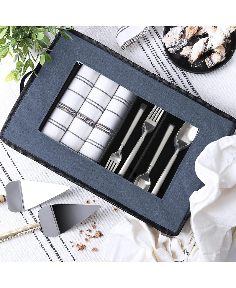 StorageBud Flatware & Utensil Storage, Durable Silverware Storage Box with Padded Dividers