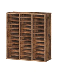 Slickblue Wooden Literature Organizer with 36 Compartments for Files and Documents
