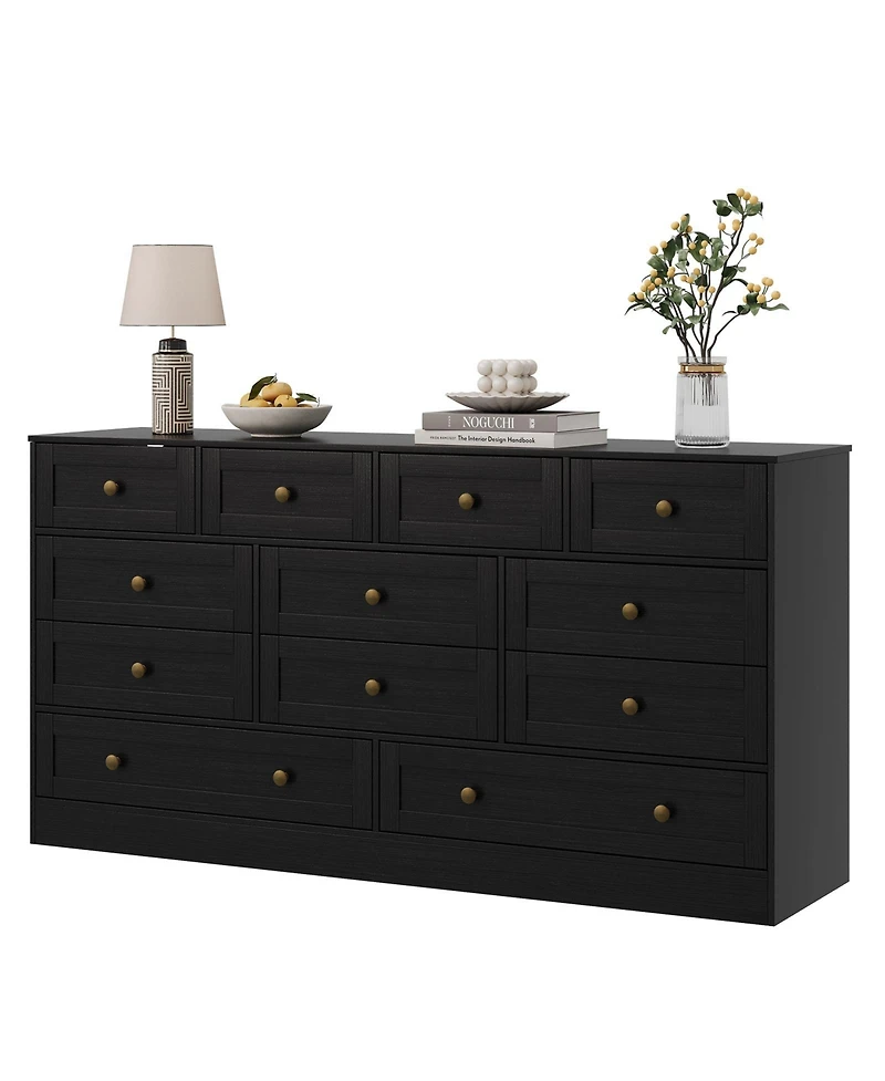 homfan 12 Drawer Wooden Dresser and Tv Stand for Bedroom, Living Room, Home Office