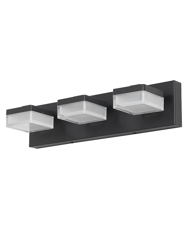Midola Modern Led Vanity Light for Bathroom Transparent Acrylic Matt Black 3 Light Over Mirror Vanity Light