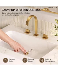 Everstein Widespread Bathroom Faucet 3 Hole, 2-handle Sink with Drain Assembly