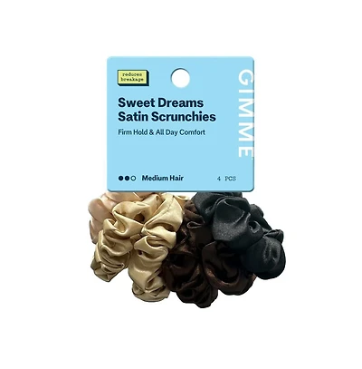 Gimme Beauty Medium Satin Scrunchies - Soft, No-Breakage Scrunchies - Perfect for Medium Hair and Bedtime Wear