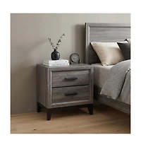 HomeRoots 25" Wood Two Drawer Nightstand