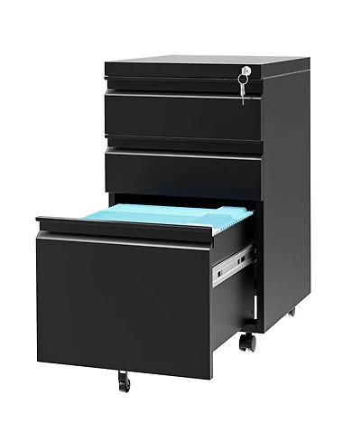 homfan 3-Drawer Metal File Cabinet with Lock, Heavy Duty Filing for Letter/Legal/A4/F4 Documents