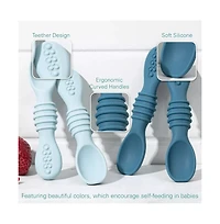 Sperric Silicone Baby Feeding Set, Suction Bowls with Lids, 4-Pack Led Weaning Spoon , and Fruit Feeders