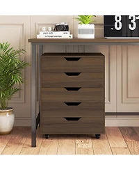 Slickblue Rolling 5-Drawer File Cabinet for Living Room Storage
