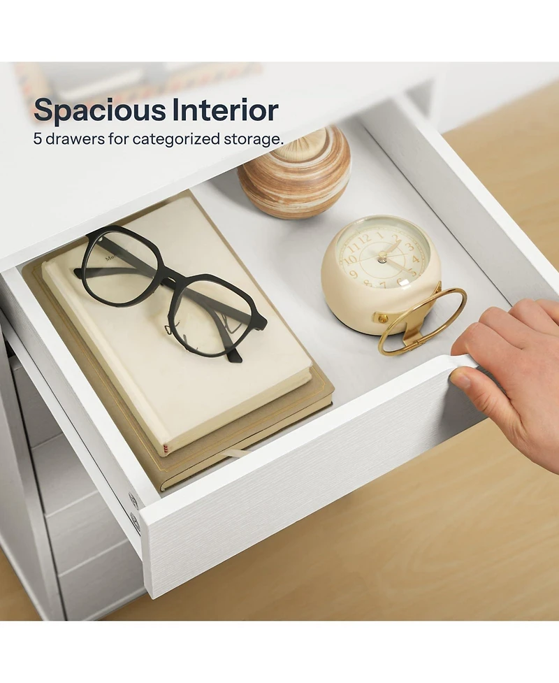 Slickblue 5-Drawer Rolling File Cabinet for Office Documents and Storage