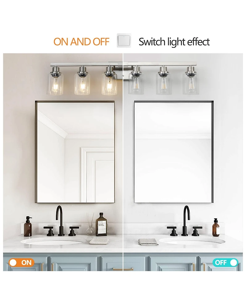 Midola 37" Modern 6-Light Bathroom Vanity Light Fixture - Brushed Nickel Finish with Clear Glass Shades, Perfect for Bathroom and Dressing Area