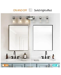 Midola 37" Modern 6-Light Bathroom Vanity Light Fixture - Brushed Nickel Finish with Clear Glass Shades, Perfect for Bathroom and Dressing Area
