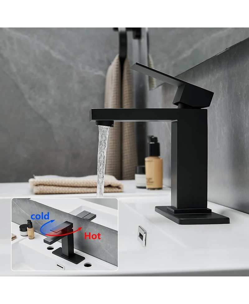 Midola Sink Faucet With Deck Plate Waterfall with Pop Up Drain and Supply Lines Bathroom Faucets for Sink 1 Hole One Handle Faucets Vanity Bath