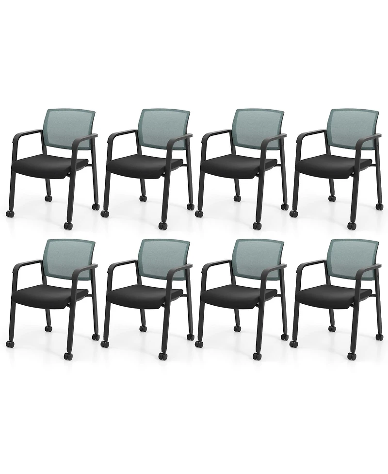 Gymax Piece Conference Chairs Stackable Office Guest Mesh Chair Waiting Room Wheels