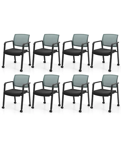 Gymax Piece Conference Chairs Stackable Office Guest Mesh Chair Waiting Room Wheels