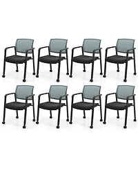 Gymax Piece Conference Chairs Stackable Office Guest Mesh Chair Waiting Room Wheels