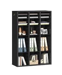 Slickblue Wooden File Organizer with 48 Compartments and Adjustable Shelving