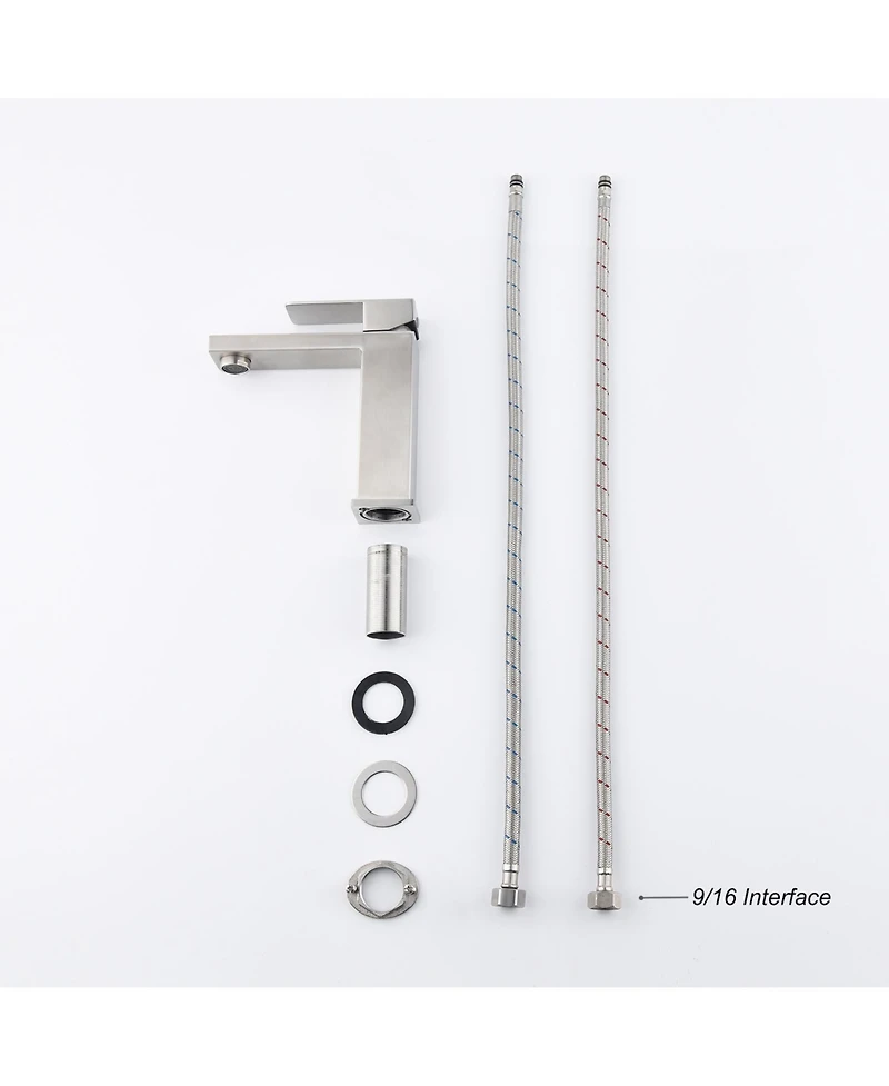 Midola Waterfall Spout Bathroom Faucet, Single Handle Bathroom Vanity Sink Faucet with Brushed Nickel for Bathroom