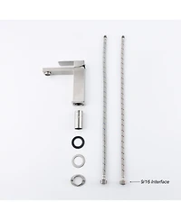 Midola Waterfall Spout Bathroom Faucet, Single Handle Bathroom Vanity Sink Faucet with Brushed Nickel for Bathroom