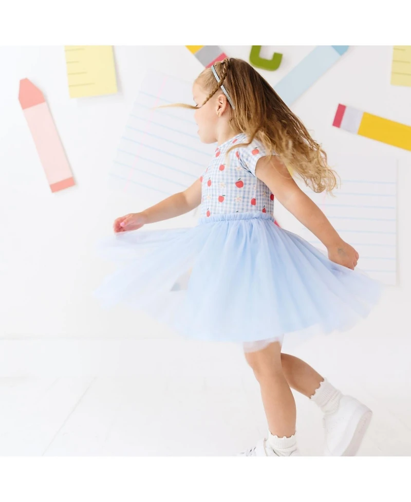 Sweet Wink Little Girls Apple Gingham Short Sleeve Tutu Dress