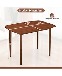 Gymax 43 Inch Rectangular Wooden Dining Table for 2 to 4 People with Rubber Wood Legs