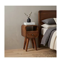 HomeRoots 16" Chestnut Solid Wood Square One Drawer Nightstand