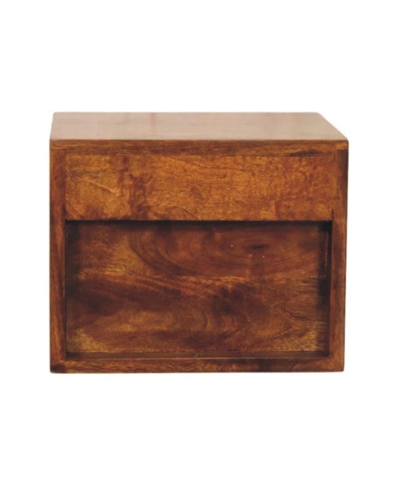 HomeRoots 12" Chestnut Solid Wood Two Drawer Floating Nightstand