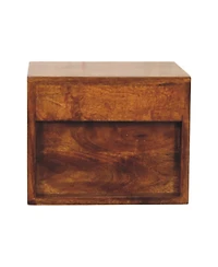 HomeRoots 12" Chestnut Solid Wood Two Drawer Floating Nightstand