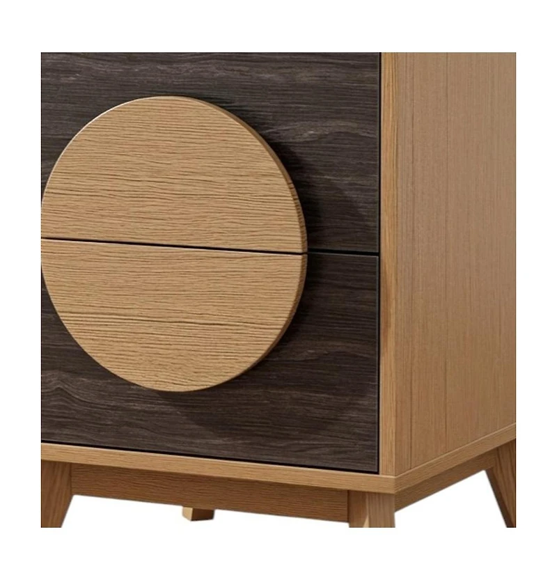 HomeRoots Set of Two 21" Solid Wood Square Two Drawer Nightstands