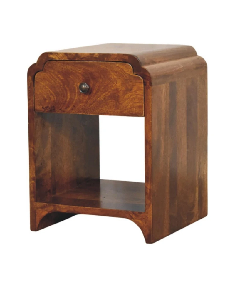HomeRoots 16" Chestnut Solid Wood One Drawer Scallop Edge Nightstand