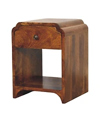 HomeRoots 16" Chestnut Solid Wood One Drawer Scallop Edge Nightstand
