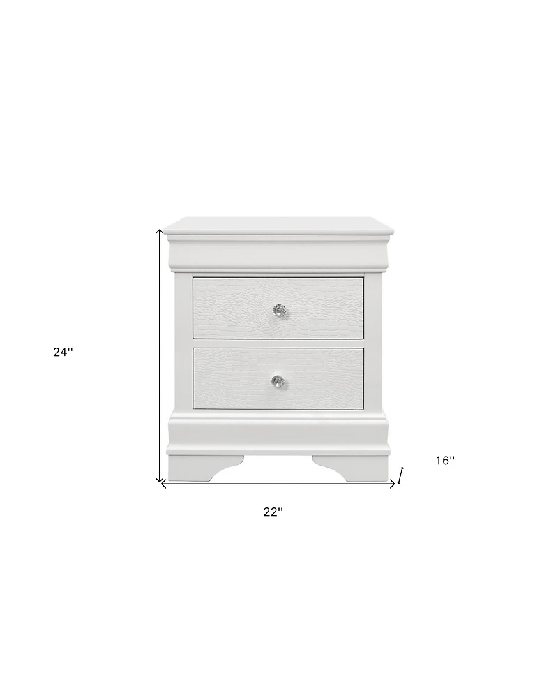 HomeRoots 24" Wood Shagreen Two Drawer Nightstand