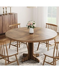homfan Modern 47 Inch Round Dining Table for 4 to 6, Sturdy Wooden Base, Easy Assembly, for Kitchen, Dining Room or Living Room