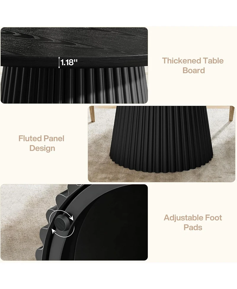 Tribesigns 47 Inch Round Dining Table for 4 to 6 People, Farmhouse Kitchen with Heavy Duty Fluted Pedestal Base Only
