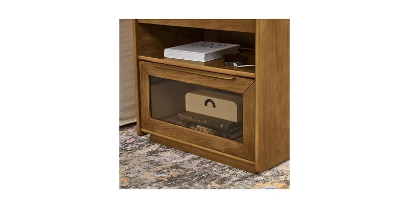 Lucky One Mid Century 2-Drawers Nightstand with Charging Station