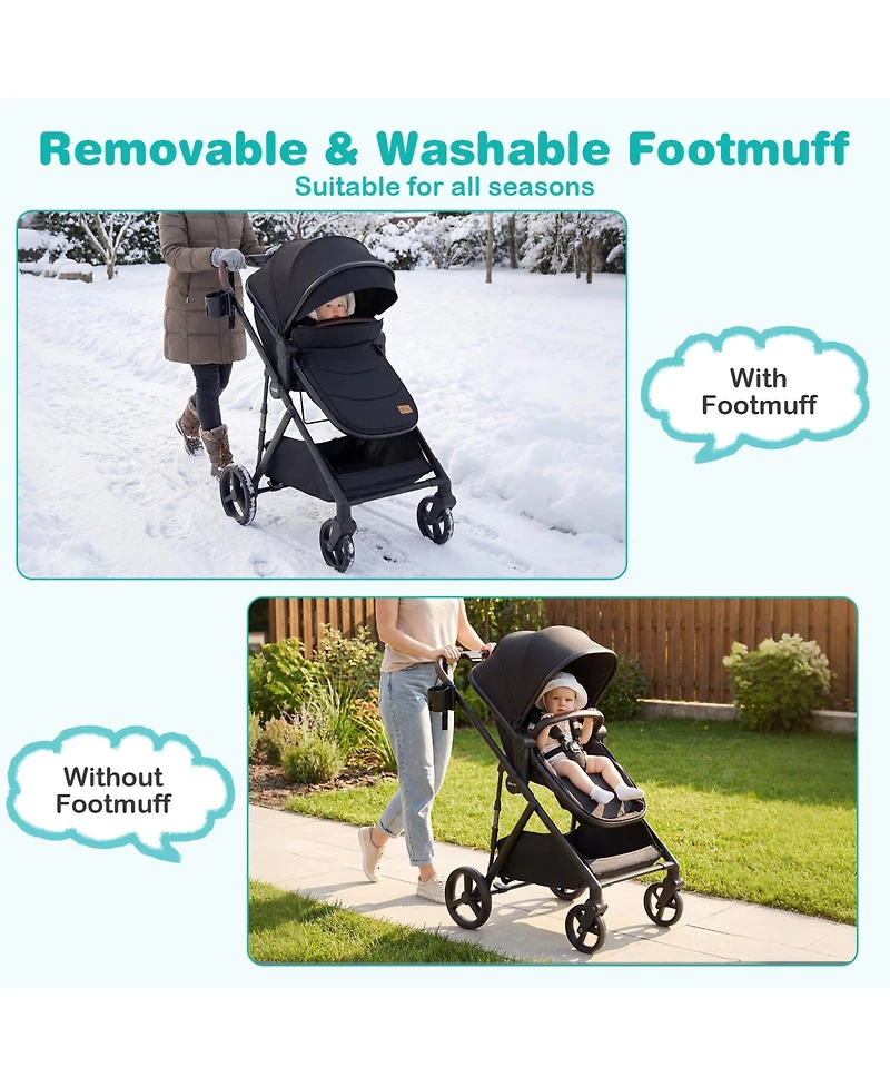 Gymax Baby 2 1 Stroller with Bassinet Mode Reversible Seat Adjustable Canopy