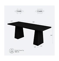 Farmhouse 71 Inch Dining Table for 6 to 8, Heavy Duty Legs, Widened Desktop, Multi Purpose Wooden Home Office Living Room