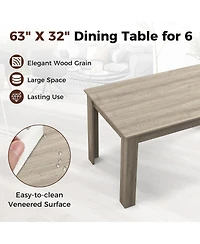 Gymax 63 Inch Dining Table Rectangular Modern Kitchen Table For 6 People Home Furniture