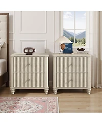 Streamdale Furniture Fluted 3-Drawer Nightstand Set 21.65'' Wide Mid-Century Modern Bedside Table