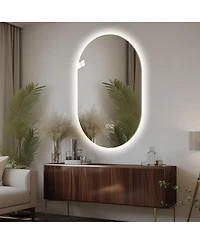 Laoties 48" x Oval Wall-Mounted Led Touch Bathroom Mirror, Anti-Fog Vanity Mirror for Home or Barber Shop