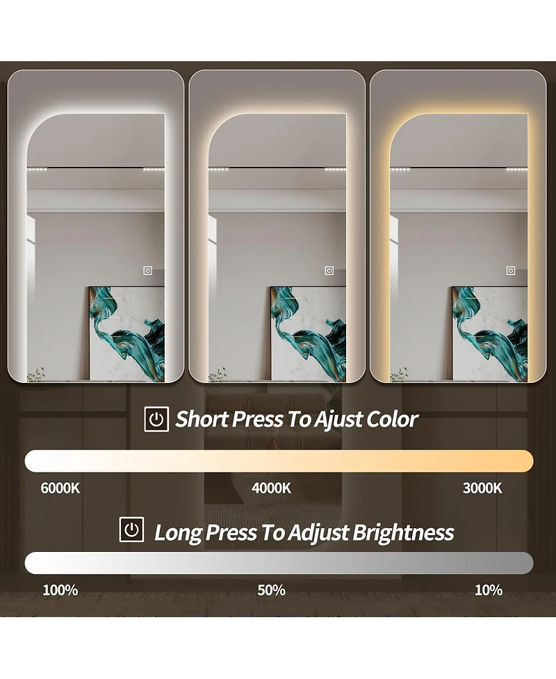 Laoties 65" x 21" Irregular Led Full Length Wall Mirror with Light, Modern Vanity Mirror for Bedroom and Dressing Room