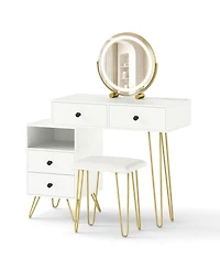 Slickblue Modern Dressing Table with Storage Cabinet and Makeup Organization