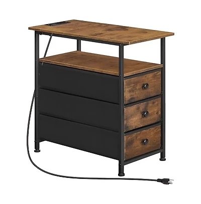 Slickblue Nightstand Side Table with Built-In Charging Station and Storage