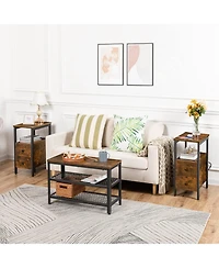 Slickblue Set of 2 Side Tables with Charging Station for Bedroom and Living Room